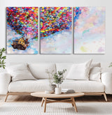 18792-MGV-CV-60X30-3P-Up Movie House Wall Art Canvas Print, Framed Carls Journey Art Picture Print, Up Inspired Perfect Animated Whimsical Decor Artwork