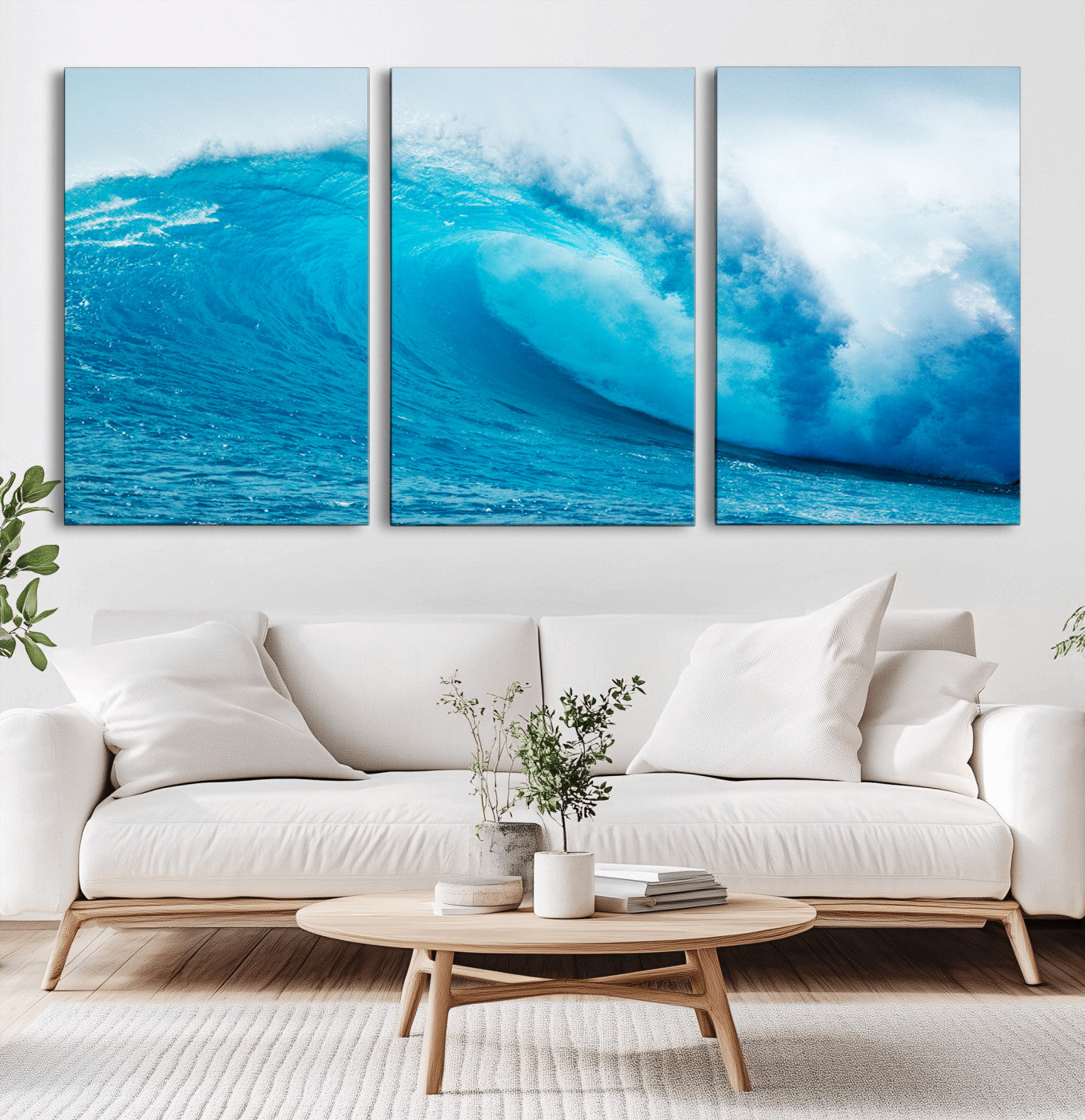 15566-MGV-CV-36X24-Ocean Wave Wall Art Canvas Print, Framed Curling Wave Art Picture Print, Vibrant Surf Wave Perfect Coastal Surf Decor Artwork