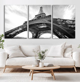 40006-MGV-CV-36X24-Eiffel Tower Wall Art – Black and White Architectural Photo Print, Paris Inspired Decor for Bedroom, Office, Studio or Modern