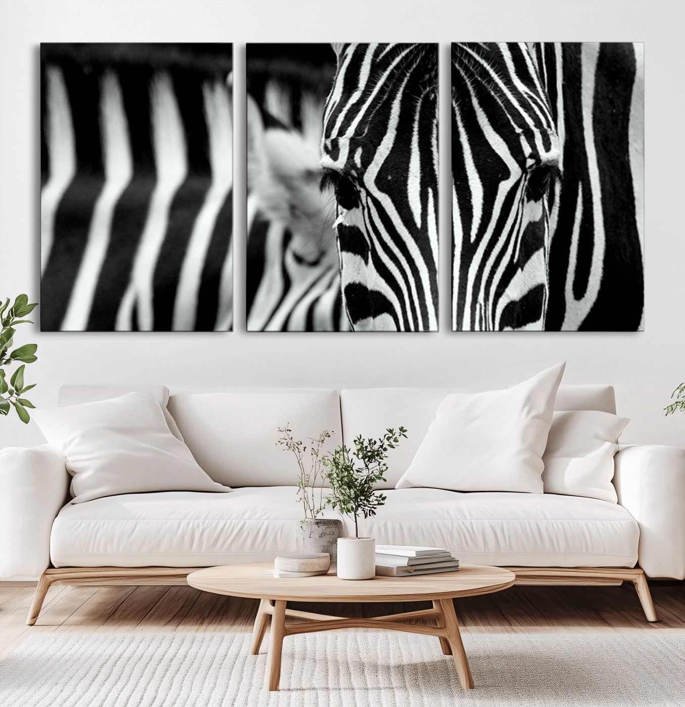 43631-MGV-CV-36X24-Zebra Wall Art – Black & White Safari Wildlife Canvas Print, Modern Animal Photography Decor for Living Room, Office, or Bedroom