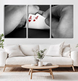 62460-MGV-CV-36X24-Poker Game Wall Art – Close Up of Hands Holding Aces with Chips, Casino Style Decor for Game Room, Man Cave or Office