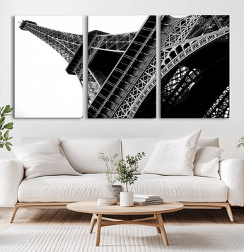89033-MGV-CV-36X24-Eiffel Tower Wall Art – Dramatic Black and White Architectural Canvas Print, Modern Paris Decor for Office, Living Room or