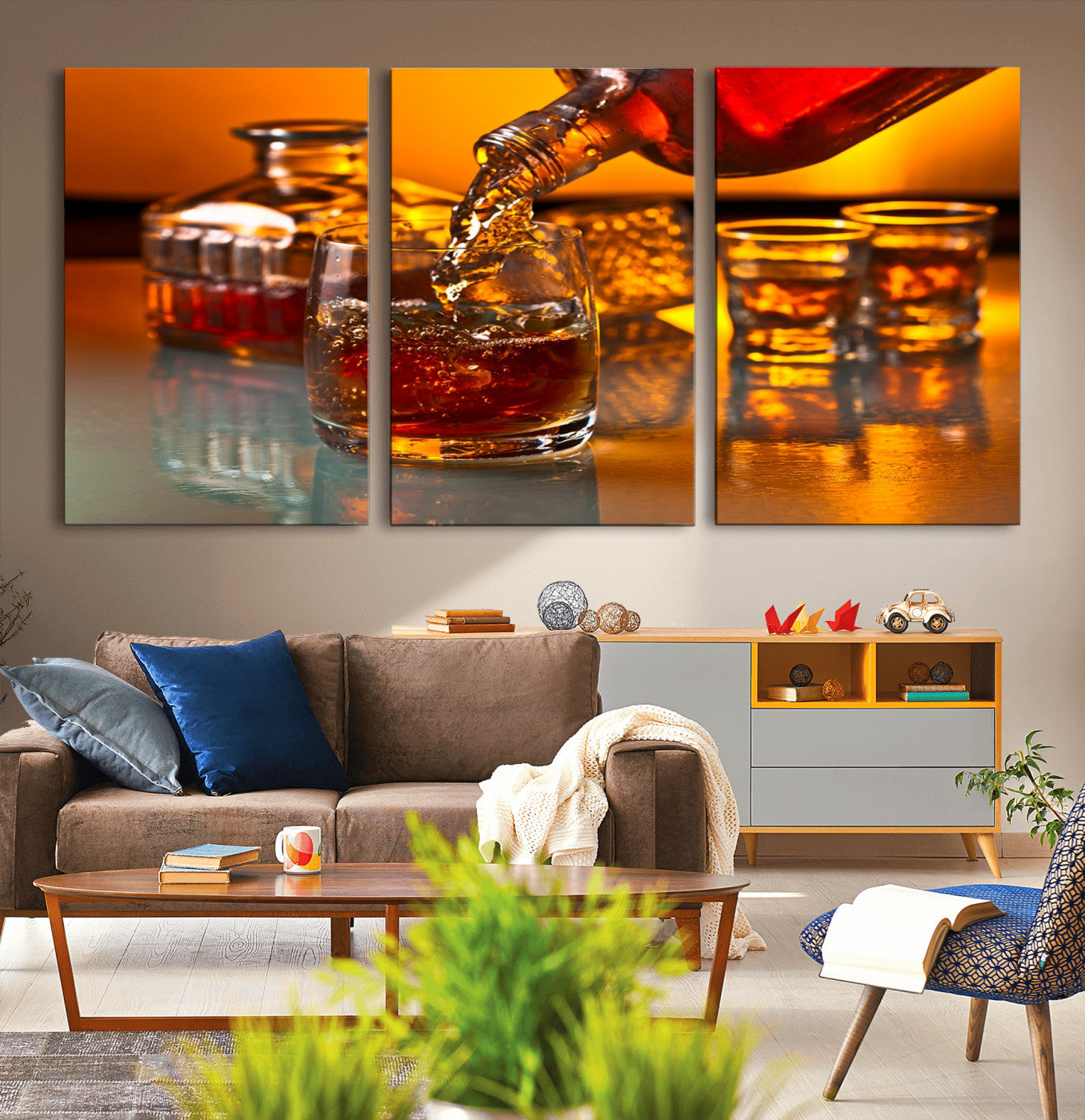 18250-MGV-CV-36X24-Whiskey Pour Wall Art – Captivating Whiskey Splash Canvas Print, Elegant Bar or Home Lounge Decor for Office, Man Cave or Living