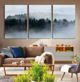 42596-MGV-CV-36X24-Misty Forest Wall Art – Atmospheric Pine Trees Canvas Print, Nature Landscape Decor for Living Room, Bedroom, Office, or Cabin