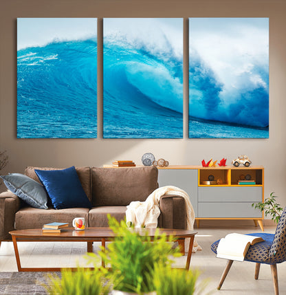 13117-MGV-CV-36X24-Ocean Wave Wall Art – Dynamic Blue Surf Canvas Print, Coastal Beach Decor for Living Room, Bathroom, Office, or Beach House