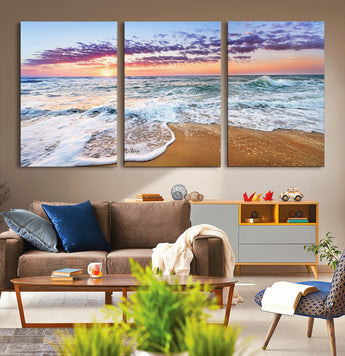 53006-MGV-CV-36X24-Ocean Beach Sunset Wall Art – Vibrant Seascape Canvas Print, Coastal Home Decor for Living Room, Bedroom, Office or Beach House