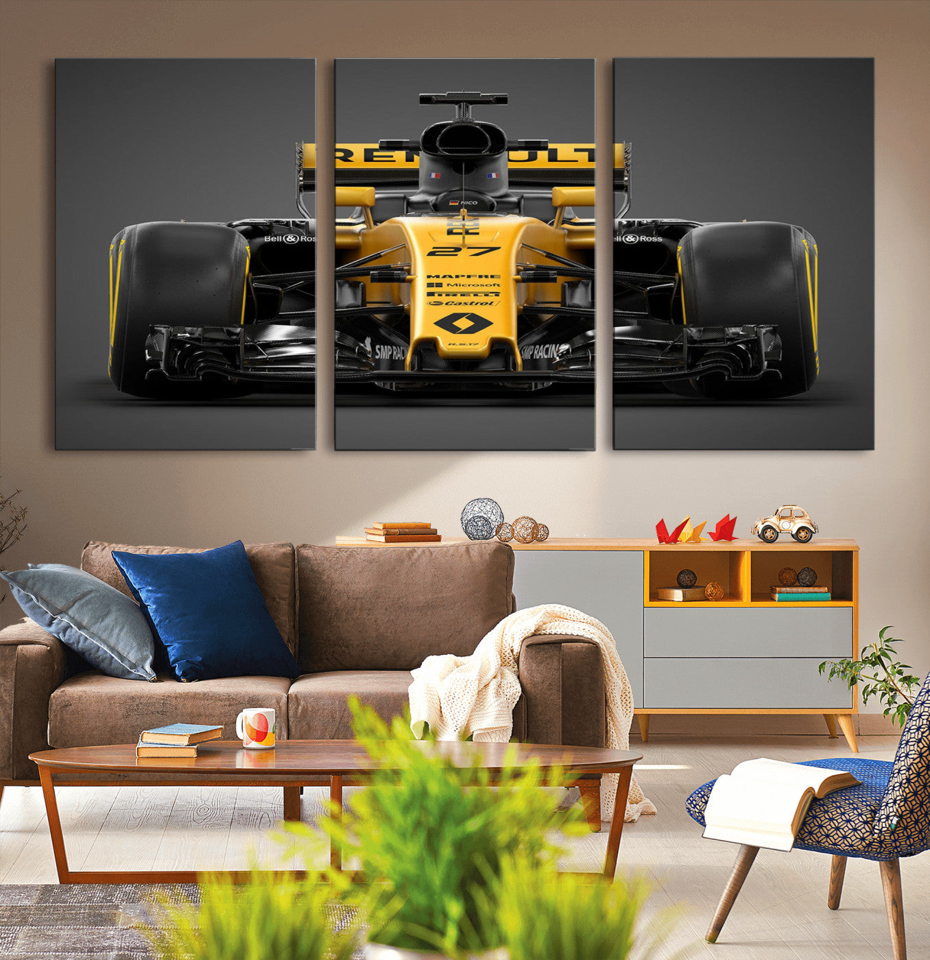 62882-MGV-CV-36X24-Renault F1 Racing Car Print - High-Performance Formula 1 Motorsport Wall Art, Perfect Gift for Racing Fans and Car Enthusiasts