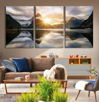 78842-MGV-CV-36X24-Sunrise Mountain Reflection Wall Art – Stunning Nature Landscape Canvas Print for Home, Office, Living Room or Relaxing Space