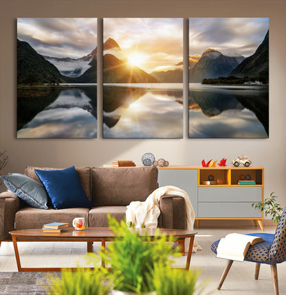 78842-MGV-CV-36X24-Sunrise Mountain Reflection Wall Art – Stunning Nature Landscape Canvas Print for Home, Office, Living Room or Relaxing Space