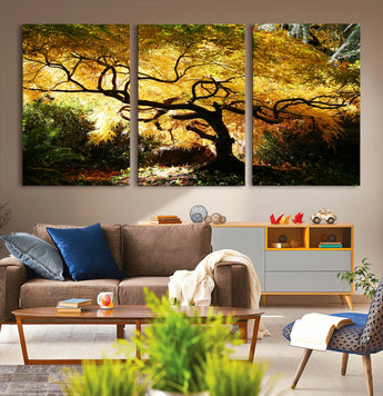 19067-MGV-CV-36X24-Golden Canopy Wall Art – Panoramic Autumn Tree Canvas Print, Warm Seasonal Decor for Living Room, Office or Garden Space