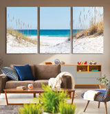 58498-MGV-CV-36X24-White Sandy Beach Wall Art – Panoramic Coastal Canvas Print, Ocean View Decor for Living Room, Bedroom, Office, Relaxing Seaside