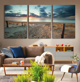 25788-MGV-CV-36X24-Sunset Beach Path Wall Art – Scenic Coastal Dunes and Ocean Canvas Print, Tranquil Seaside Landscape Decor for Living Room or