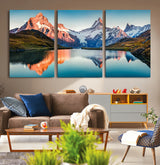 88453-MGV-CV-36X24-Mountain Lake Wall Art – Snow-Capped Peaks Reflected in Alpine Water Canvas Print, Nature Landscape Wall Decor for Living Room or