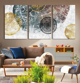 70653-MGV-CV-60X30-3P-Abstract Tree Ring Wall Art – Modern Rustic Wood Slice Canvas Print with Gold Accents, Contemporary Nature Decor for Living Room,