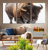 65605-MGV-CV-36X24-Snow Bison Wall Art – Close Up Buffalo Canvas Print, Rustic Western Wildlife Photography, Farmhouse Cabin Lodge Decor for Living
