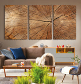 61710-MGV-CV-36X24-Tree Rings Wall Art – Rustic Wood Grain Canvas Print of Tree Trunk Cross Section, Nature Inspired Decor for Cabin, Office, Living