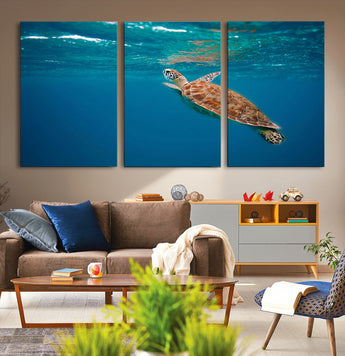 91440-MGV-CV-36X24-Sea Turtle Wall Art – Ocean Turtle Canvas Print, Underwater Marine Life Decor for Living Room, Office, Beach House or Bathroom