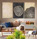 77785-MGV-CV-36X24-Tree Ring Abstract Wall Art – Rustic Wood Growth Pattern Canvas Prints, Modern Nature-Inspired Decor for Living Room or Office