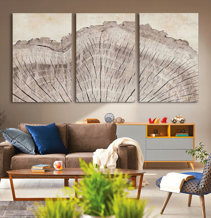 67528-MGV-CV-36X24-Wood Ring Wall Art Canvas Print, Framed Tree Ring Art Picture Print, Rustic Tree Ring Perfect Neutral Boho Decor Artwork
