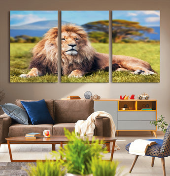 67826-MGV-CV-36X24-Majestic Lion Wall Art – King of the Jungle Canvas Print, Safari Wildlife Decor for Living Room, Office, or Man Cave