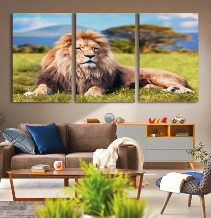 67826-MGV-CV-36X24-Majestic Lion Wall Art – King of the Jungle Canvas Print, Safari Wildlife Decor for Living Room, Office, or Man Cave