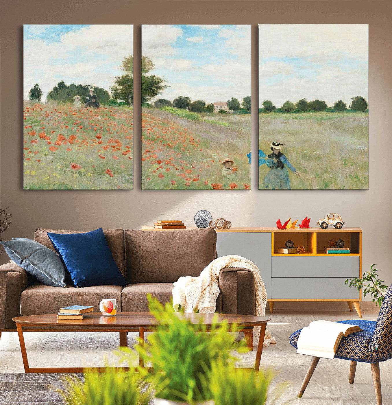 74890-MGV-CV-36X24-Monet Poppy Field Wall Art – Impressionist Landscape Canvas Print, Classic French Artwork for Living Room, Bedroom or Office Decor