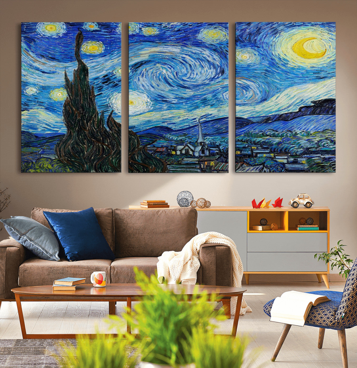 39177-MGV-CV-36X24-Starry Night Wall Art – Vincent van Gogh Famous Painting Canvas Print, Timeless Starry Sky Decor for Living Room, Bedroom or