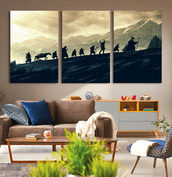 41574-MGV-CV-36X24-Fellowship Journey Wall Art – Epic Fantasy Adventure Canvas Print, Mountain Landscape Decor for Living Room, Office or Man Cave