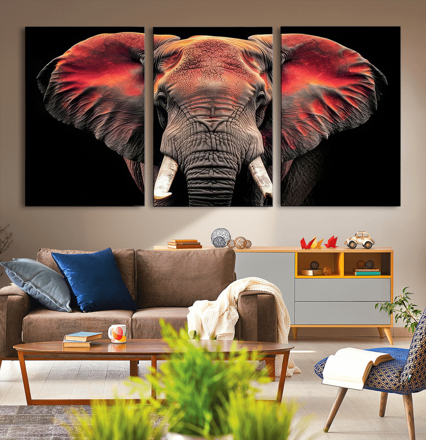 54719-MGV-CV-36X24-Elephant Wall Art – Majestic African Elephant Canvas Print, Wildlife Safari Animal Decor for Living Room, Bedroom, Office or Man