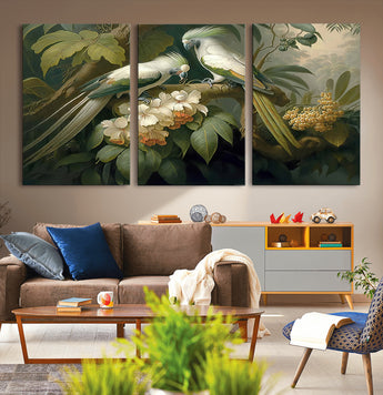 84047-MGV-CV-36X24-Tropical Birds Wall Art – Elegant Botanical Canvas Print, Exotic Nature Decor for Living Room, Bedroom or Office