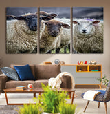 18418-MGV-CV-36X24-Sheep Wall Art Canvas Print, Framed Farmhouse Sheep Art Picture Print, Sheep Herd Perfect Rustic Farmhouse Decor Artwork