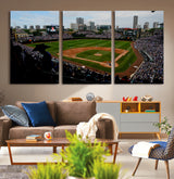 34859-MGV-CV-36X24-Wrigley Field Wall Art Canvas Print, Framed Chicago Cubs Stadium Art Picture Print, Wrigley Stadium Field Perfect Sport Room Decor