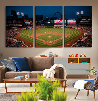 38612-MGV-CV-36X24-Busch Stadium Wall Art Canvas Print, Framed Missouri Stadium Art Picture Print, Busch Stadium Field Perfect Sports Room Decor