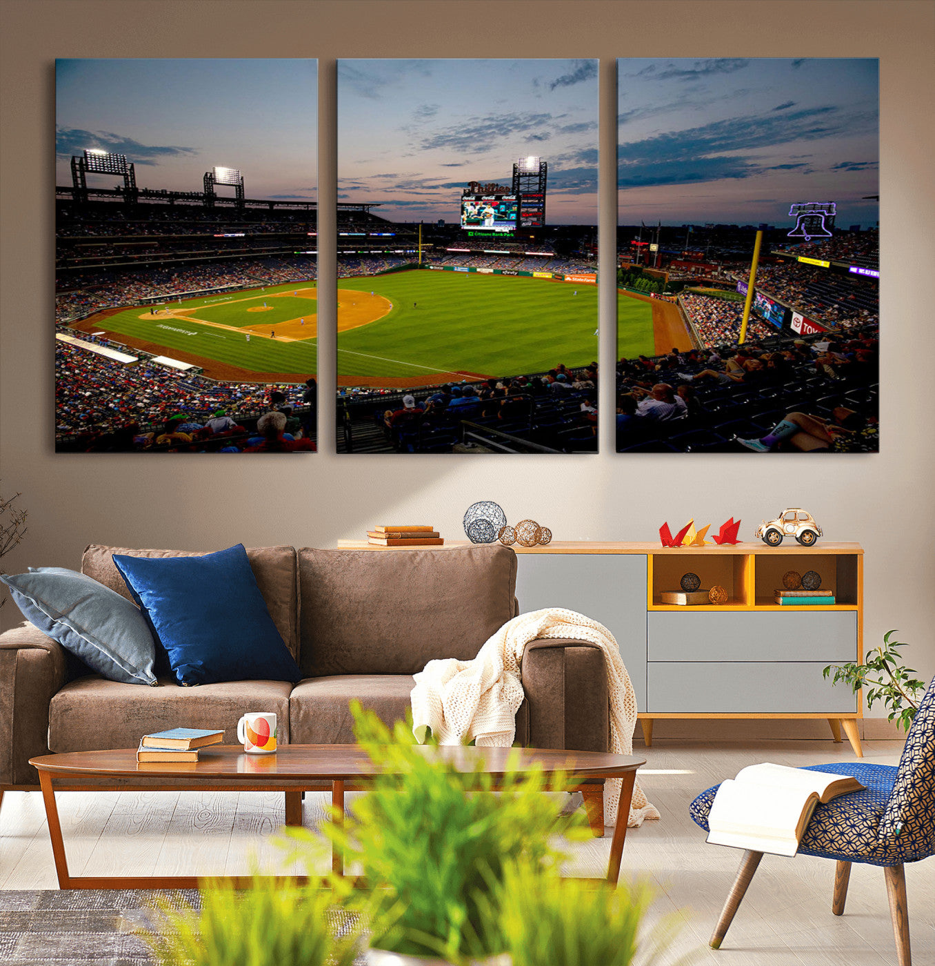 17415-MGV-CV-36X24-Philadelphia Phillies Stadium Wall Art Canvas Print, Framed Citizens Bank Park Art Picture Print, Phillies Stadium Field Perfect