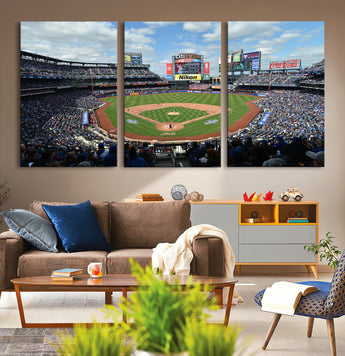 22910-MGV-CV-36X24-City Field Stadium Wall Art Canvas Print, Framed New York Stadium Art Picture Print, City Field Perfect Sport Room Decor Artwork