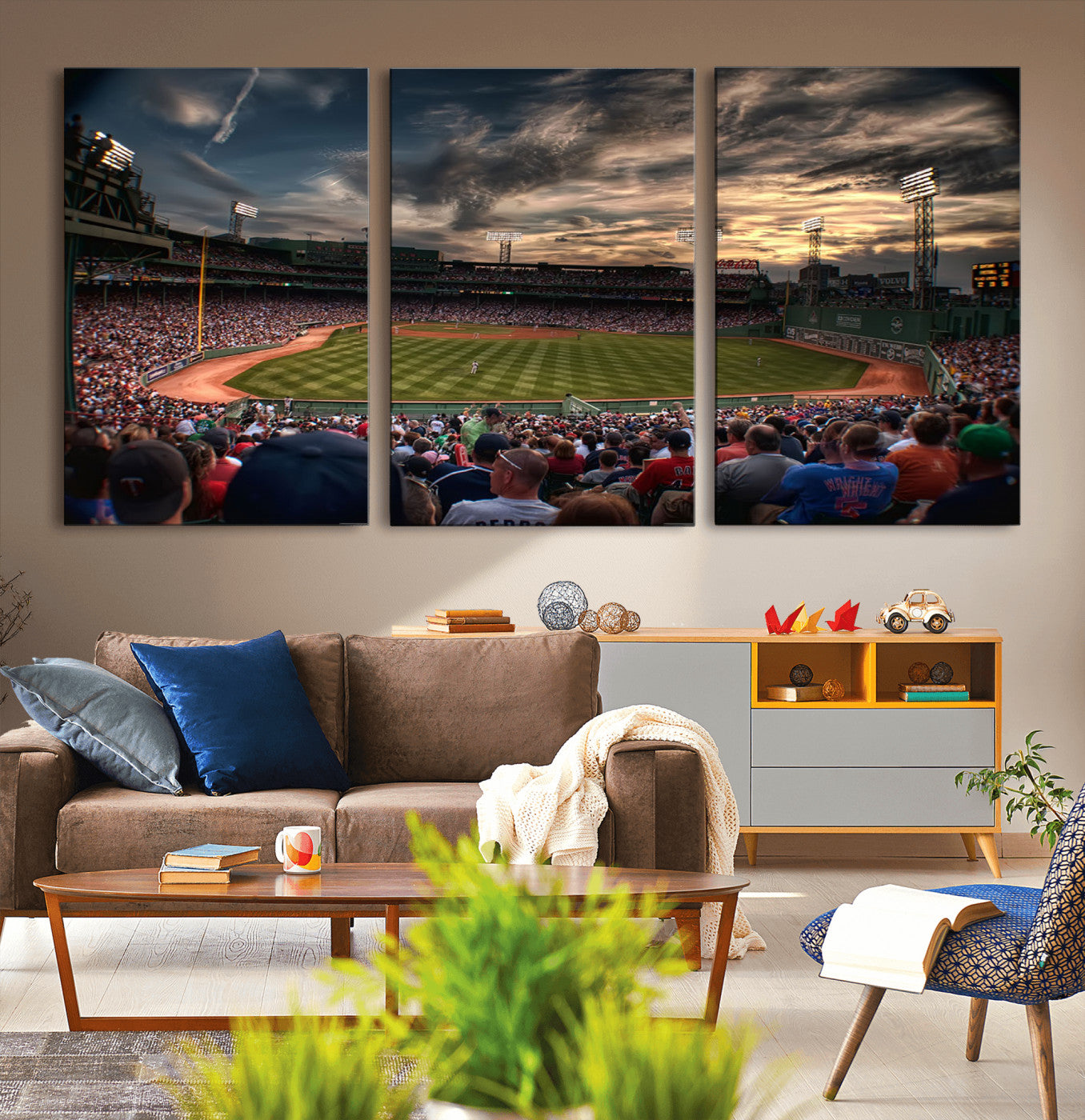53432-MGV-CV-36X24-Fenway Park Stadium Wall Art Canvas Print, Framed Boston Baseball Stadium Art Picture Print, Massachusetts Fenway Park Perfect