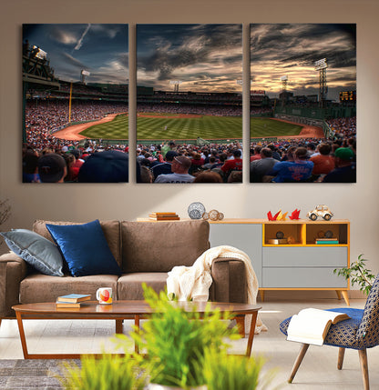 53432-MGV-CV-36X24-Fenway Park Stadium Wall Art Canvas Print, Framed Boston Baseball Stadium Art Picture Print, Massachusetts Fenway Park Perfect