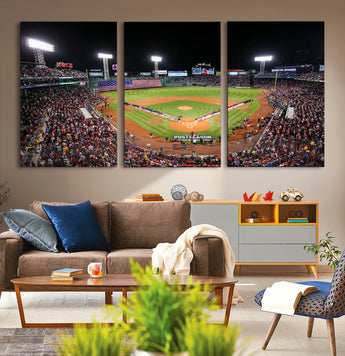 47365-MGV-CV-36X24-Fenway Park Stadium Wall Art Canvas Print, Framed Boston Baseball Stadium Art Picture Print, MLB Stadium Field Perfect Sport Room