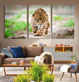 75066-MGV-CV-36X24-Leopard Wall Art Canvas Print, Framed Wild Animal Art Picture Print, Blue Eye Leopard Perfect Wild Minimal Decor Artwork