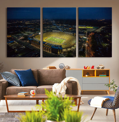 52519-MGV-CV-36X24-Michigan Football Stadium Wall Art Canvas Print, Framed Michigan Stadium Art Picture Print, Michigan Wolverines Field Perfect