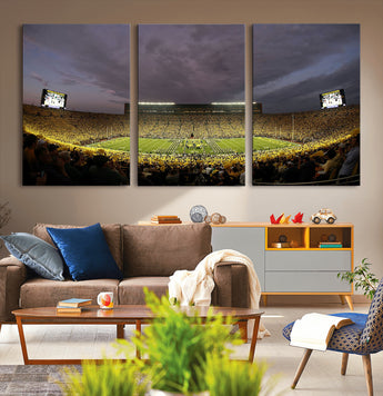 72404-MGV-CV-36X24-Michigan Wolverine Stadium Wall Art Canvas Print, Framed Michigan Stadium Art Picture Print, Football Stadium Perfect Sport Room