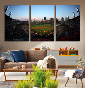 67670-MGV-CV-36X24-PNC Park Stadium Wall Art Canvas Print, Framed Pittsburgh Pirates Stadium Art Picture Print, PNC Park Field Perfect Sport Room