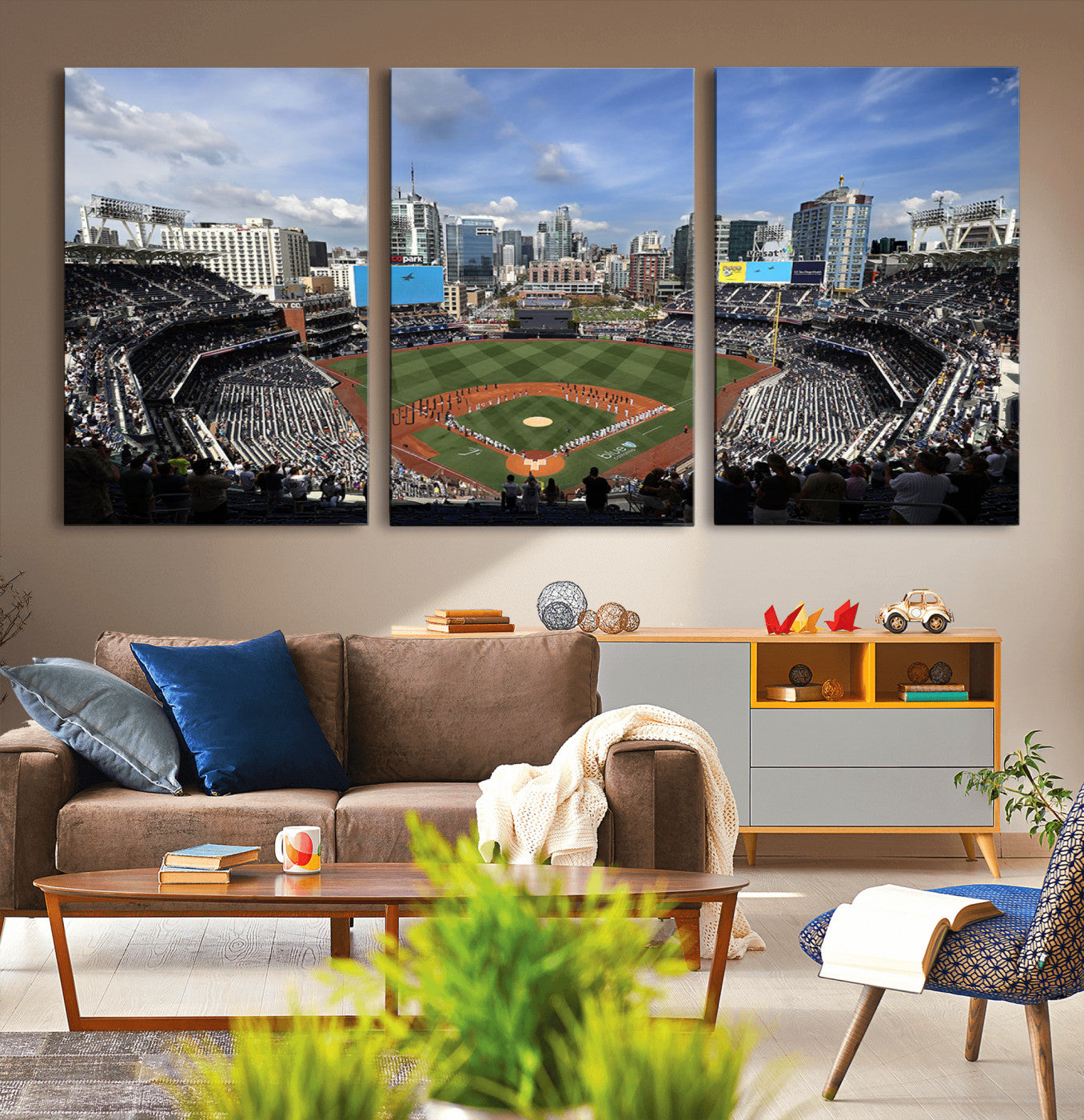 87122-MGV-CV-36X24-Petco Park Field Wall Art Canvas Print, Framed San Diego Stadium Art Picture Print, Petco Park Stadium Perfect Sport Room Decor