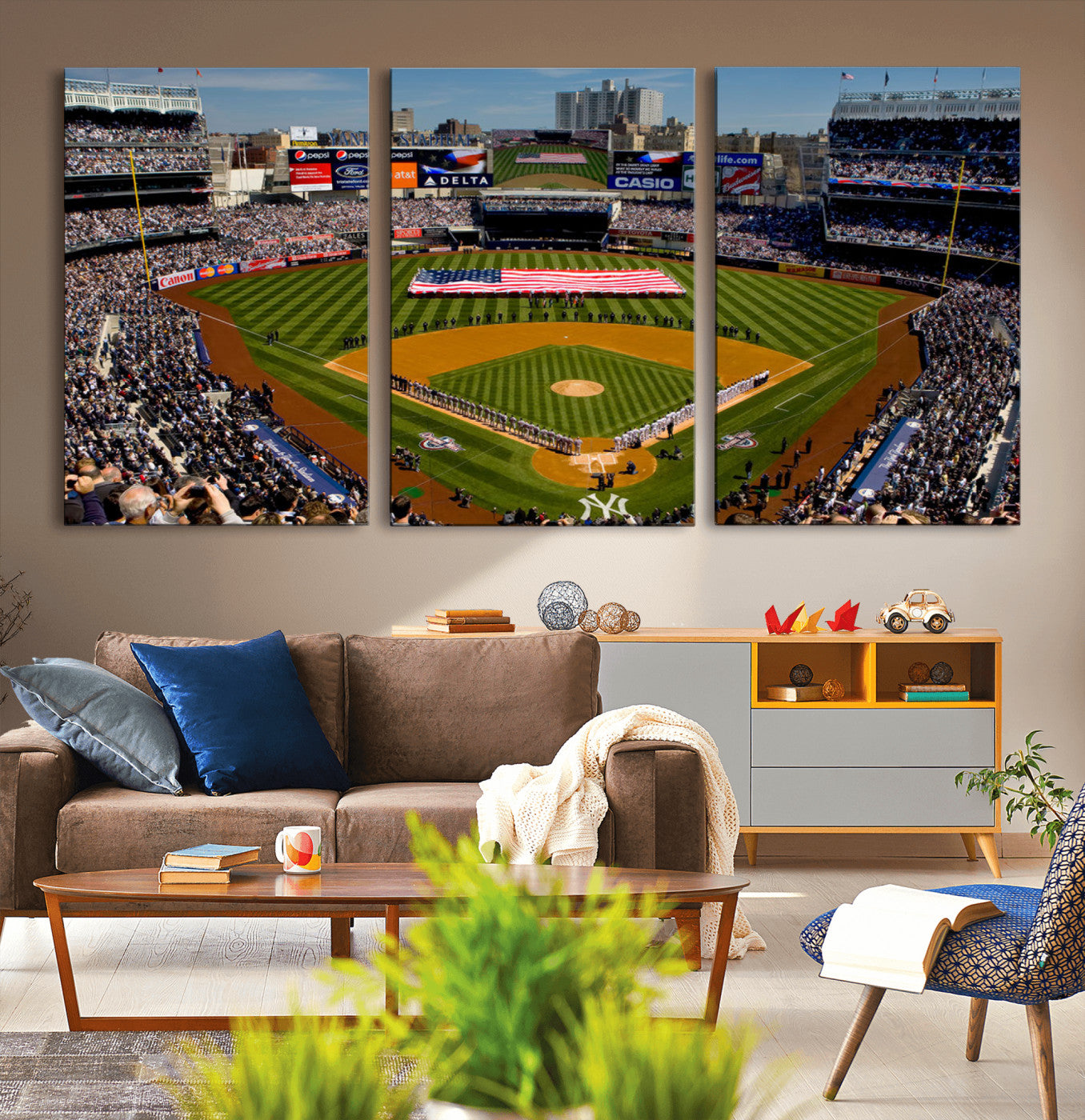 20879-MGV-CV-36X24-Yankee Stadium Wall Art Canvas Print, Framed New York Stadium Art Picture Print, Yankee Field Perfect Sport Room Decor Artwork