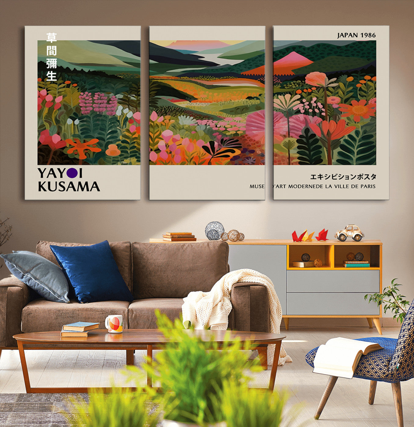 75719-MGV-CV-36X24-Botanical Mountain Valley Wall Art – Panoramic Nature Canvas Print, Vibrant Floral Field Artwork for Living Room, Bedroom, Office,