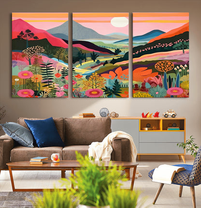 61376-MGV-CV-36X24-Floral Valley Wall Art – Panoramic Mountain Landscape Canvas Print, Vibrant Nature Decor for Living Room, Office, or Bedroom