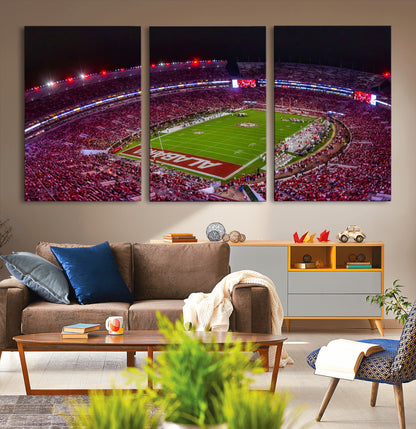 11343-MGV-CV-36X24-Bryant-Denny Stadium Wall Art – Panoramic Alabama Crimson Tide Football Field Canvas Print, Game Day Decor for Office, Man Cave or