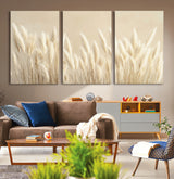 81444-MGV-CV-36X24-Pampas Grass Wall Art Canvas Print, Framed Beige Pampas Grass Art Picture Print, Minimalist Beige Perfect Minimalist Nature Decor