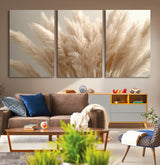 50300-MGV-CV-36X24-Pampas Grass Wall Art Canvas Print, Framed Minimalist Pampas Grass Art Picture Print, Beige Pampas Grass Perfect Minimalist Boho
