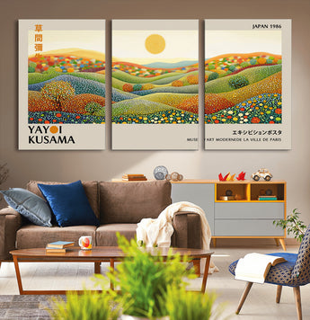 33864-MGV-CV-36X24-Pointillism Yayoi Wall Art Canvas Print, Framed Yayoi Kusama Art Picture Print, Yayoi Kusama Dot Perfect Abstract Nature Decor